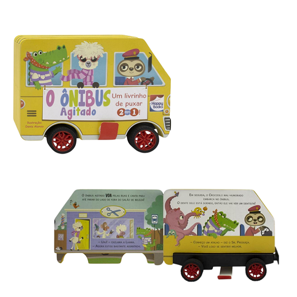 Um Livrinho de Puxar 2 em 1: O Ônibus Agitado - Happy Books