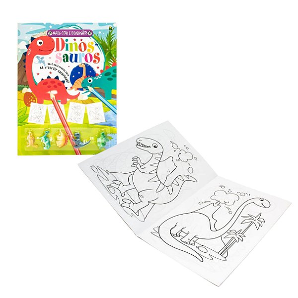 Livro com Miniaturas Mais Cor e Diversão: Dinossauros - TodoLivro