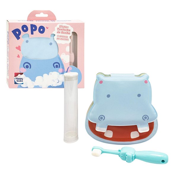 Livro Fantoche de Banho: Popo Escova os Dentes Rosa - Happy Books