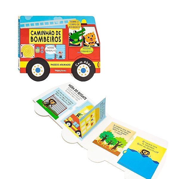 Passeio Animado Um Livro com Abas: Caminhão de Bombeiros - Happy Books