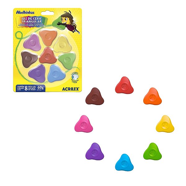 Giz de Cera Triangular 8 Cores - Acrilex