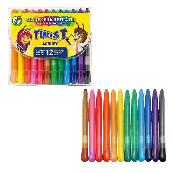 Giz de Cera Retrátil Twist 12 Cores - Acrilex