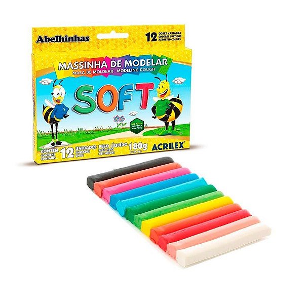Massinha de Modelar Soft 12 Cores Sensorial - Acrilex