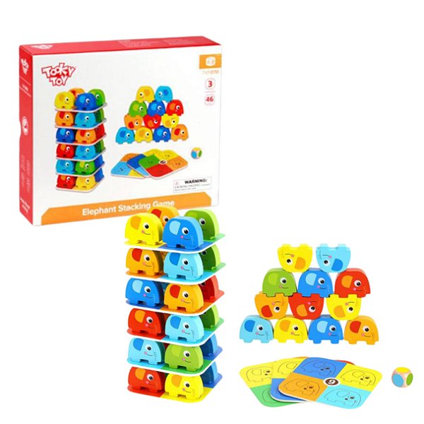 Jogo de Empilhar Elefantes TKF070A Elephant Stacking Game - Tooky Toy