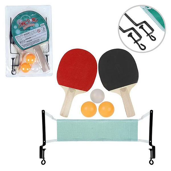 Kit Ping Pong Tênis de Mesa com Rede e 3 Bolinhas Zein - Art Sport