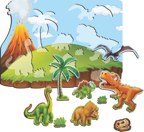Meu Primeiro Quebra Cabeça Dinossauros MDF MPQ005 - Paper Toy