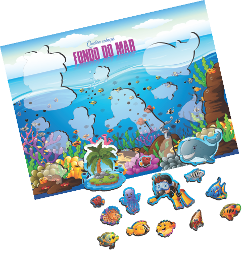 Meu Primeiro Quebra Cabeça Fundo do Mar MDF MPQ006 - Paper Toy