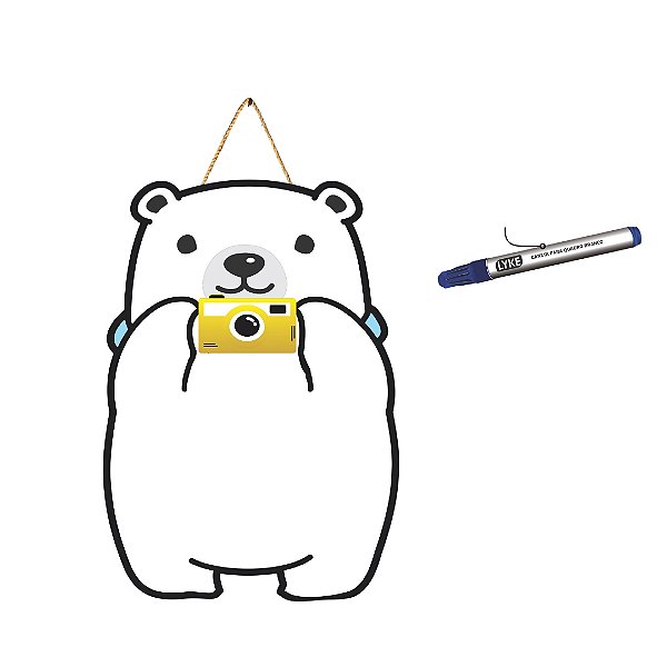 Lousa Animada Urso Polar 40cm Escreva e Apague MDF LOU004 - Paper Toy