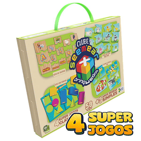 Super Jogos Clássicos 4 em 1 Encaixe Jogo das Formas Quebra-Cabeça Par 58 Peças SMM048 - Seemear Brinquedos