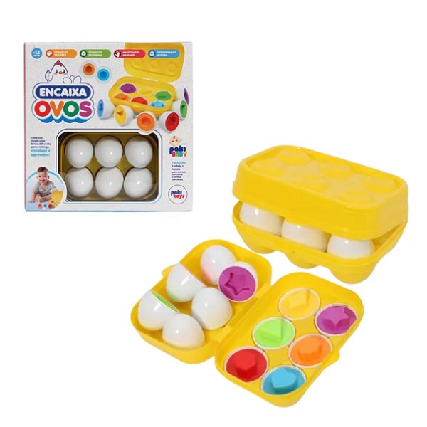 Jogo Encaixa Ovos com Formas - Pakitoys