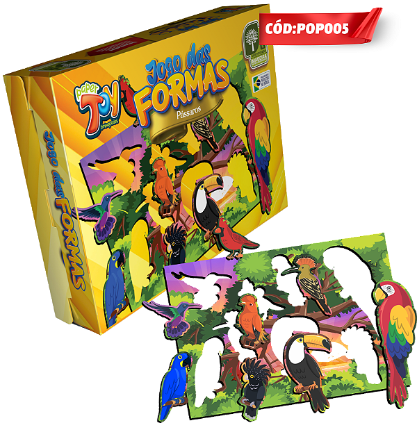 Jogo das Formas Pássaros MDF POP005 - Paper Toy