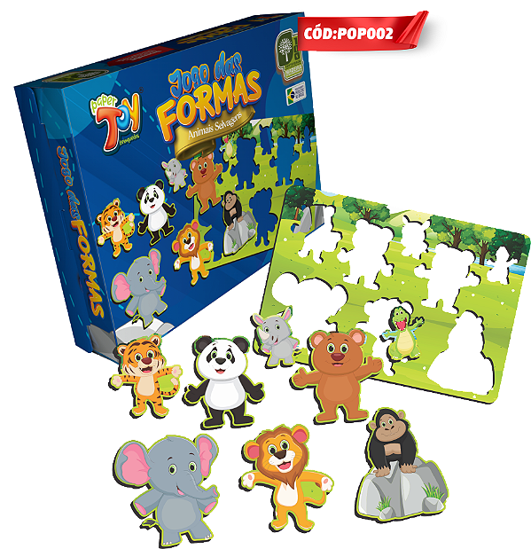 Jogo das Formas Animais Selvagens MDF POP002 - Paper Toy