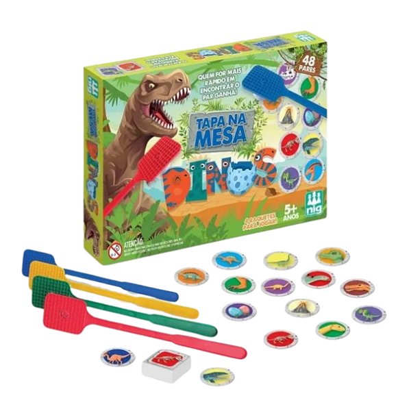 Jogo Tapa na Mesa Dinos com 4 Raquetes - Nig