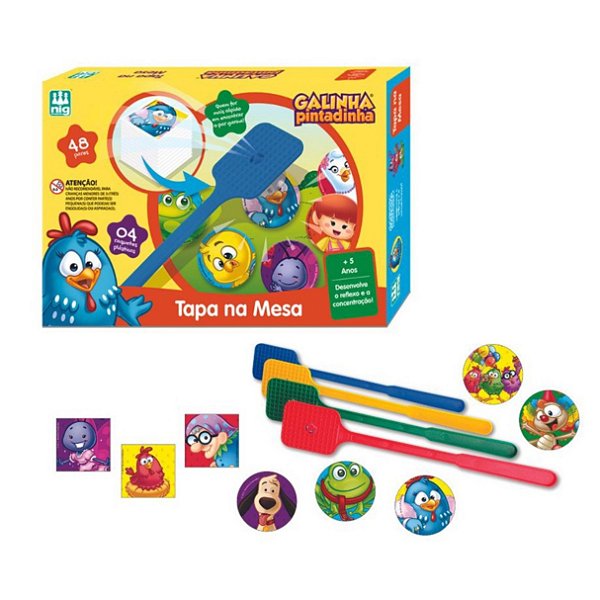 Jogo Tapa na Mesa Galinha Pintadinha com 4 Raquetes - Nig