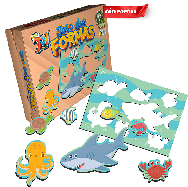 Jogo das Formas Animais Marinhos MDF POP001 - Paper Toy