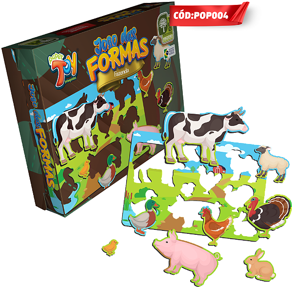 Jogo das Formas Animais da Fazenda MDF POP004 - Paper Toy