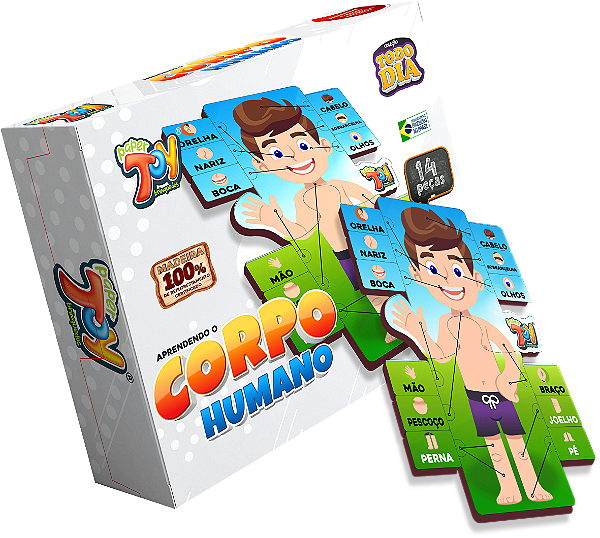 Aprendendo O Corpo Humano Menino 14 Peças MDF EDCMP003 - Paper Toy