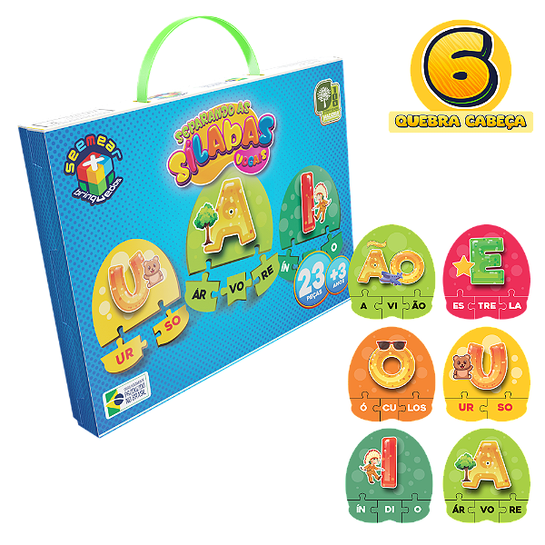 Separando as Sílabas Vogais 23 Peças MDF SMQ079 - Seemear Brinquedos