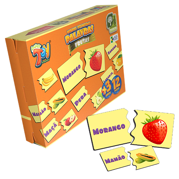 Minhas Primeiras Palavras Frutas 12 Peças MDF POP072 - Paper Toy
