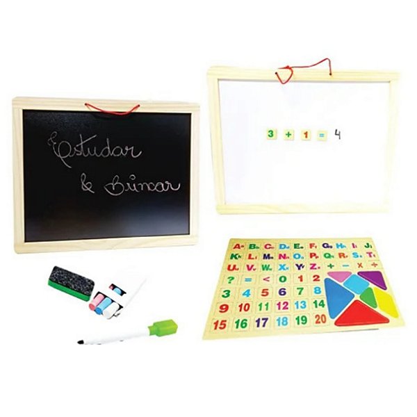 Quadro Branco Dupla Face com Acessórios 44x33 - Toy Mix
