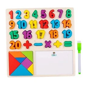Encaixe Divertido Números e Quadro Branco Tangram MDF Escreva e Apague - Toy Mix