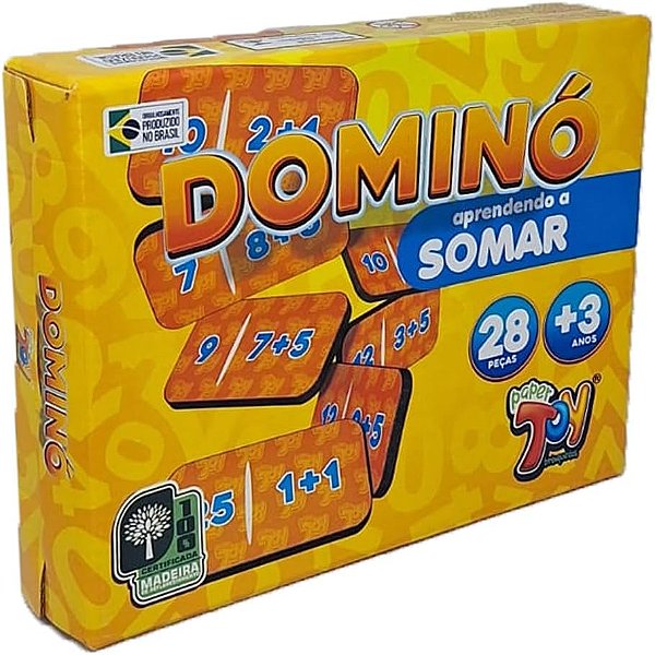 Dominó Aprendendo A Somar 28 Peças MDF DMN015 - Paper Toy