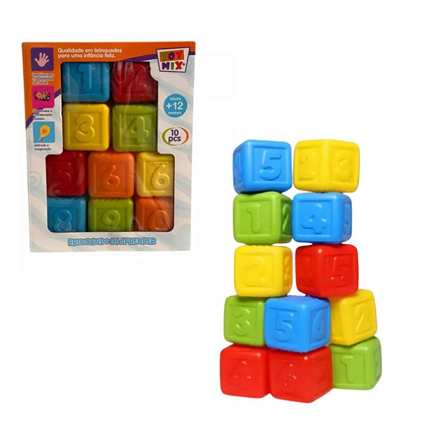 Cubos Coloridos Brincando de Aprender 10 Peças - Toy Mix