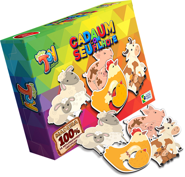 Quebra Cabeça Cada Um Com Seu Filhote 4 Animais 8 Peças MDF QCFMP00 - Paper Toy