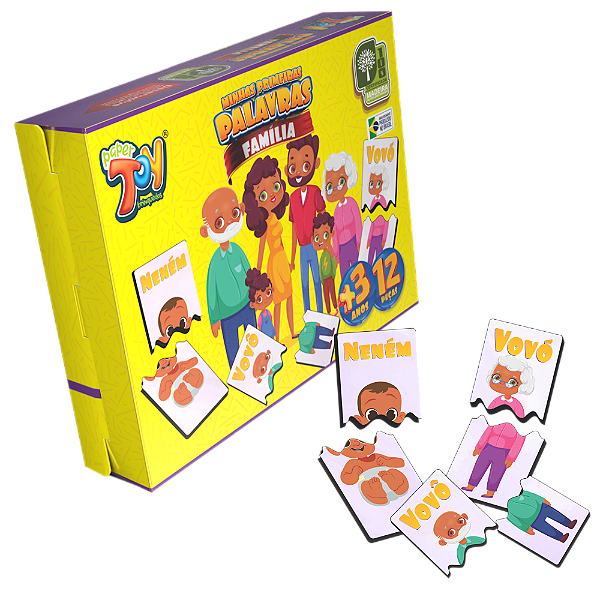 Minhas Primeiras Palavras Família 12 Peças MDF POP071 - Paper Toy