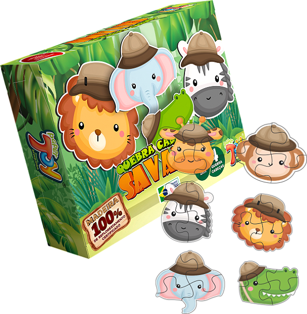 Quebra Cabeça Savana 8 Peças MDF QCFMP001 - Paper Toy