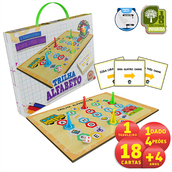 Jogo Trilha Alfabeto MDF RI002 - Seemear Brinquedos