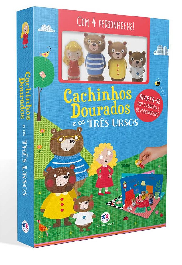 Livro com Cenário Cachinhos Dourados e Os Três Ursos com 4 Personagens - Ciranda Cultural