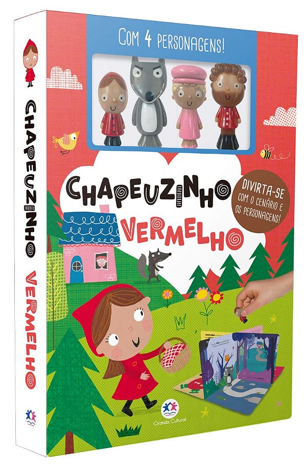 Livro com Cenário Chapeuzinho Vermelho com 4 Personagens - Ciranda Cultural