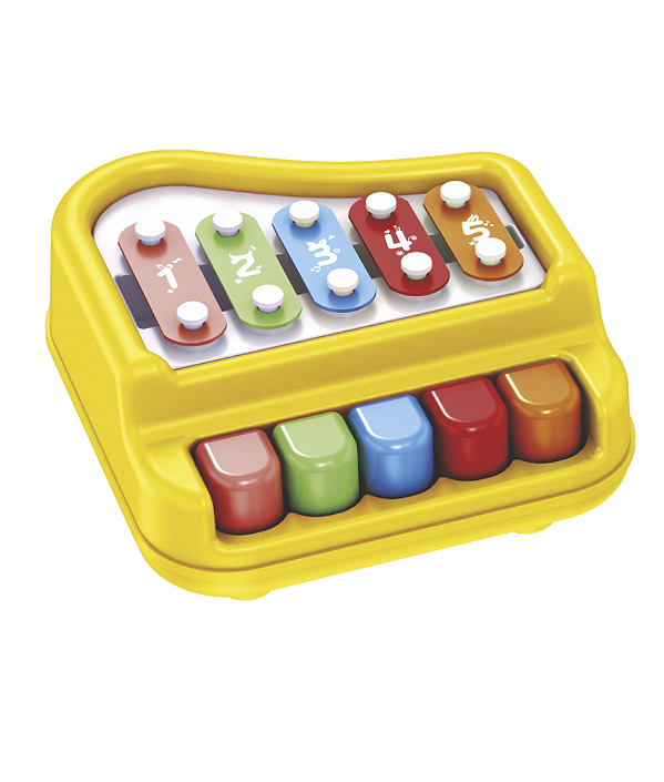 Pianinho Musical Infantil com Xilofone Amarelo FBB-653A - Fenix