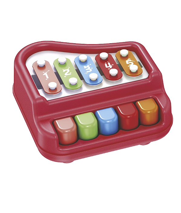 Pianinho Musical Infantil com Xilofone Vermelho FBB-653V - Fenix