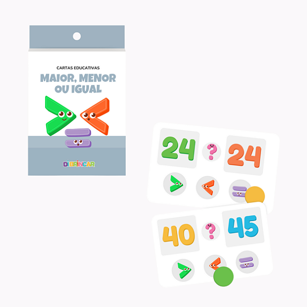 Cartas Educativas Maior, Menor ou Igual - DiBrincar