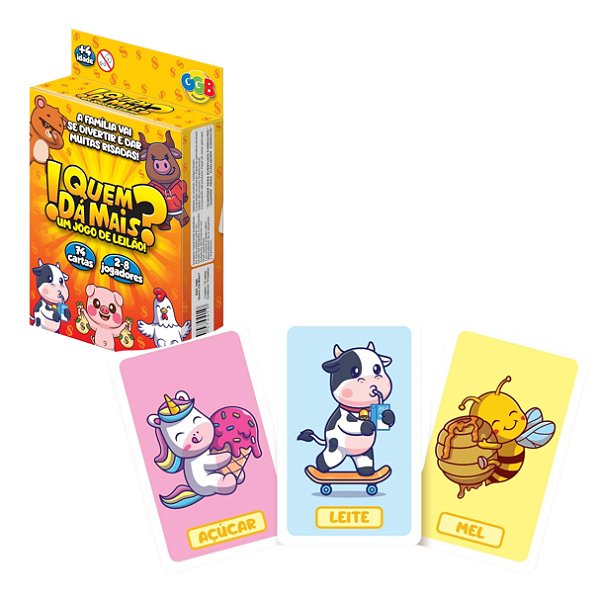 Jogo de Cartas Quem Dá Mais - 74 Cartas - GGB Brinquedos