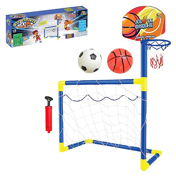 Kit Esporte 2 em 1 Trave de Futebol e Basquete 57 x 33 x 83cm - Art Brink