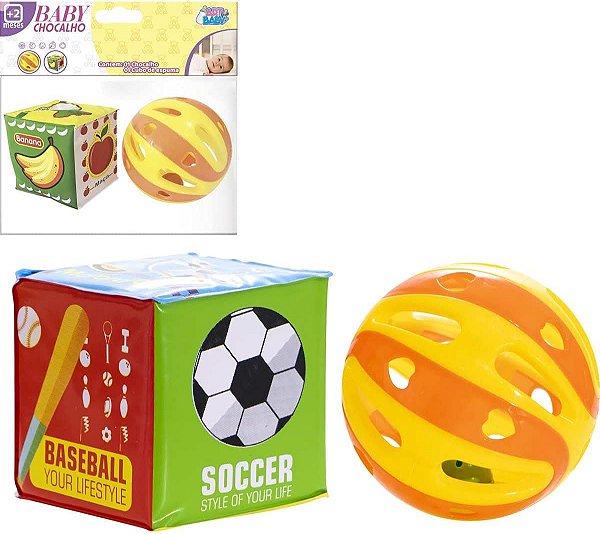Baby Chocalho Cubo Soft com Bola Chocalho - Art Brink