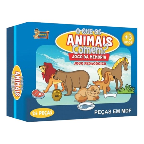 Jogo da Memória O Que Os Animais Comem 24 Peças - Uriarte