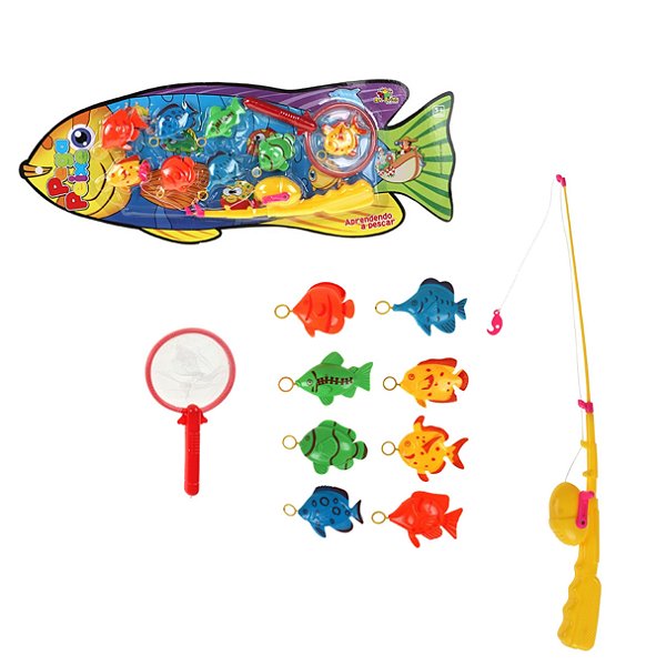 Pega Peixe com Vara e 8 Peixes - Art Brink