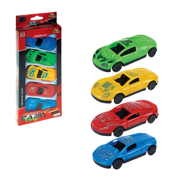 Kit com 5 Carrinhos Sport Car Racing - Art Brink