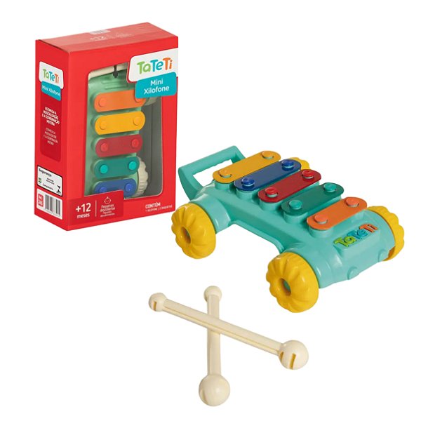 Mini Xilofone com 2 Baquetas Cor Sortida - Tateti