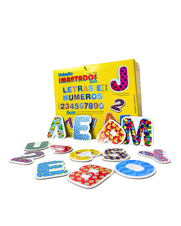Coleção Imantados Letras e Números 5cm 54 Peças - Carimbras