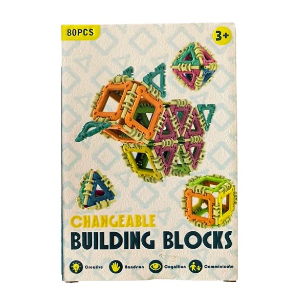 Blocos de Montar Formas Geométricas com 80 Peças