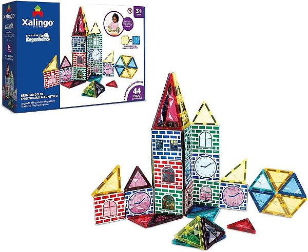 Jogo Brincando de Engenheiro Magnético 44 Peças - Xalingo