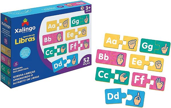 Quebra-Cabeça Aprendendo o Alfabeto em Libras MDF - Xalingo