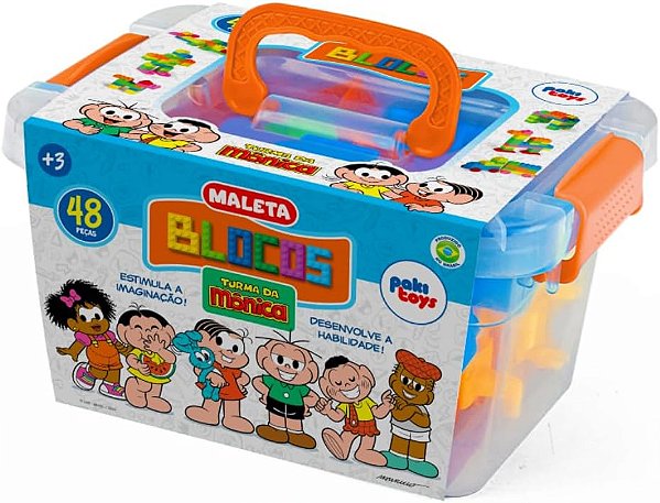 Maleta de Blocos 48 Peças Turma da Mônica - Pakitoys