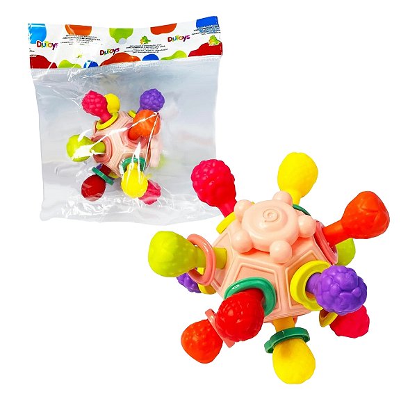 Brinquedo Bolinha Sensorial Atômica Chocalho Mordedor - Toy Mix
