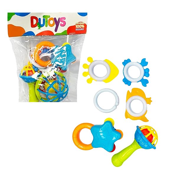 Kit Chocalos e Mordedor Sensoriais Macios 7 Peças Sortido - Toy Mix